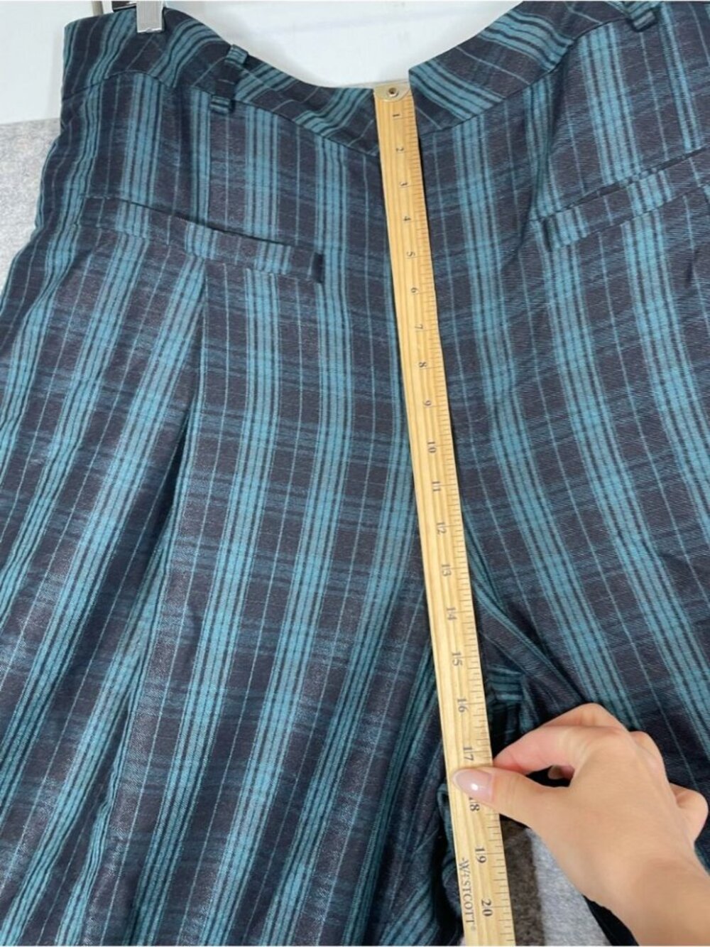 Cider Plaid Wide Leg Pants Blue Black 4XL Grunge Y2K Streetwear Academia Relaxed - Picture 5 of 15